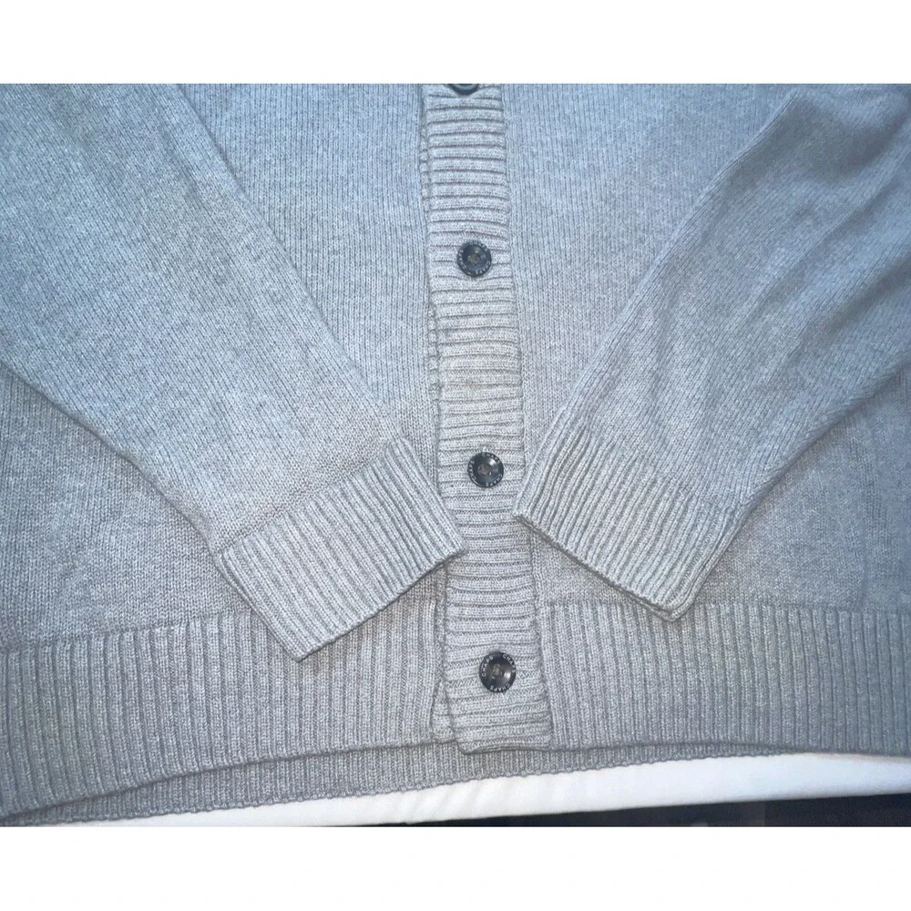 Chaps Cardigan Mens Large‎ Gray Shawl Neck Sweater  100% Cotton Button